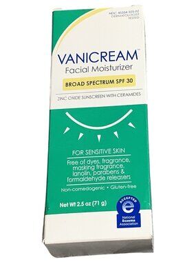 Vanicream Facial Moisturizer Broad Spectrum SPF 30 Protection 2.5 Oz Exp 02/2028